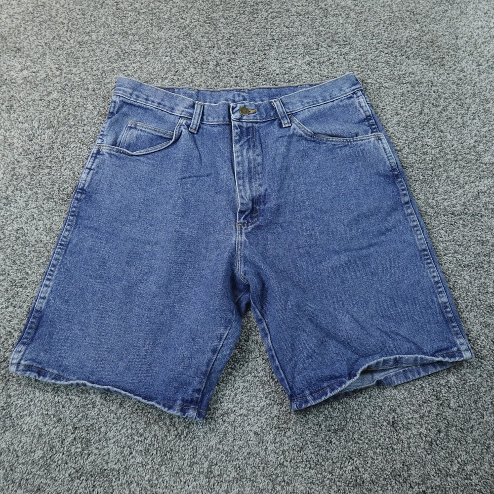 Wrangler Shorts Mens 34 Dark Blue Denim Jean Jorts Bermuda Western Dad Y2K 00s